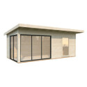 Bureau de jardin en bois brut 17,85m² Andrea - madriers 44mm - Palmako