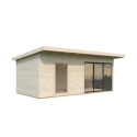 Bureau de jardin en bois brut 17,85m² Andrea - madriers 44mm - Palmako