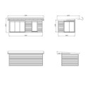 Bureau de jardin en bois brut 17,85m² Andrea - madriers 44mm - Palmako