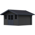 Abri de jardin en bois composite 28mm gris foncé et armature anthracite 14,75m² PREMIUM - Woodlife Garden