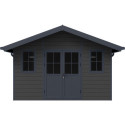 Abri de jardin en bois composite 28mm gris foncé et armature anthracite 14,75m² PREMIUM - Woodlife Garden