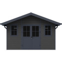 Abri de jardin en bois composite 28mm gris foncé et armature anthracite 10,71m² PREMIUM - Woodlife Garden