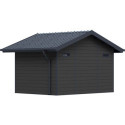 Abri de jardin en bois composite 28mm gris foncé et armature anthracite 10,71m² PREMIUM - Woodlife Garden