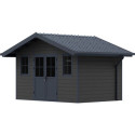 Abri de jardin en bois composite 28mm gris foncé et armature anthracite 10,71m² PREMIUM - Woodlife Garden