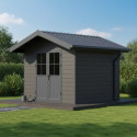 Abri de jardin en bois composite 28mm gris foncé et armature anthracite 7,78m² PREMIUM - Woodlife Garden