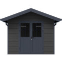 Abri de jardin en bois composite 28mm gris foncé et armature anthracite 7,78m² PREMIUM - Woodlife Garden
