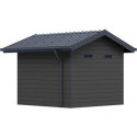 Abri de jardin en bois composite 28mm gris foncé et armature anthracite 7,78m² PREMIUM - Woodlife Garden
