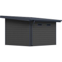 Abri de jardin en bois composite 28mm gris foncé et armature anthracite 9m² PREMIUM toit plat - Woodlife Garden