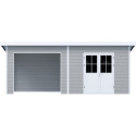 Abri de jardin + terrasse toit monopente en bois composite 28mm gris clair 16,8m² PREMIUM - Woodlife Garden