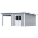 Abri de jardin + terrasse toit monopente en bois composite 28mm gris clair 16,8m² PREMIUM - Woodlife Garden