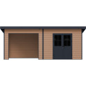 Abri de jardin + terrasse toit monopente en bois composite 28mm aspect bois 16,8m² PREMIUM - Woodlife Garden