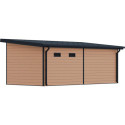 Abri de jardin + terrasse toit monopente en bois composite 28mm aspect bois 16,8m² PREMIUM - Woodlife Garden