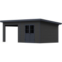 Abri de jardin + terrasse toit monopente en bois composite 28mm anthracite 16,8m² PREMIUM - Woodlife Garden