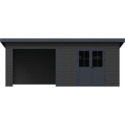 Abri de jardin + terrasse toit monopente en bois composite 28mm anthracite 16,8m² PREMIUM - Woodlife Garden