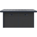 Abri de jardin en bois composite 28mm gris foncé et armature anthracite 14,90m² PREMIUM toit plat - Woodlife Garden