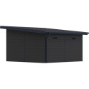Abri de jardin en bois composite 28mm gris foncé et armature anthracite 14,90m² PREMIUM toit plat - Woodlife Garden