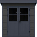 Abri de jardin en bois composite 28mm gris foncé et armature anthracite 4,41m² PREMIUM toit plat - Woodlife Garden