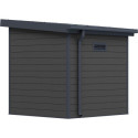 Abri de jardin en bois composite 28mm gris foncé et armature anthracite 4,41m² PREMIUM toit plat - Woodlife Garden