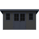Abri de jardin en bois composite 28mm gris foncé et anthracite 12m² PREMIUM toit monopente - Woodlife Garden