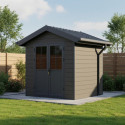 Abri de jardin en bois composite 28mm gris foncé et armature anthracite 4,77m² PREMIUM - Woodlife Garden