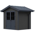 Abri de jardin en bois composite 28mm gris foncé et armature anthracite 4,77m² PREMIUM - Woodlife Garden