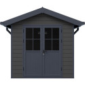Abri de jardin en bois composite 28mm gris foncé et armature anthracite 4,77m² PREMIUM - Woodlife Garden