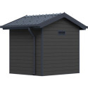 Abri de jardin en bois composite 28mm gris foncé et armature anthracite 4,77m² PREMIUM - Woodlife Garden