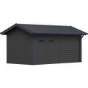 Abri de jardin + terrasse en bois composite 28mm gris foncé et armature anthracite 15m² PREMIUM - Woodlife Garden