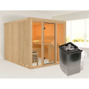 Sauna traditionnel 4 à 6 places - sans couronne - porte classique - poêle avec ctrl intégré - Askja - KARIBU