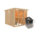 Sauna traditionnel 4 à 6 places - avec couronne - porte classique - poêle avec ctrl externe - Askja - KARIBU