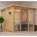 Sauna traditionnel 4 à 6 places - avec couronne - porte classique - poêle avec ctrl externe - Askja - KARIBU