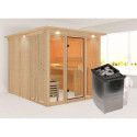 Sauna traditionnel 4 à 6 places - avec couronne - porte classique - poêle avec ctrl externe - Askja - KARIBU