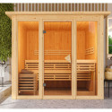 Sauna traditionnel 4 à 6 places - avec couronne - porte classique - poêle avec ctrl externe - Askja - KARIBU