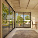 Bureau de jardin en bois brut 11,7m² Andrea avec terrasse 9,09m² - madriers 44mm - Palmako