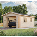 Garage en bois brut 19,8m² Roger - madriers 44mm - porte en bois - Palmako