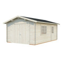 Garage en bois brut 19,8m² Roger - madriers 44mm - porte en bois - Palmako