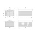 Garage en bois brut 19,8m² Roger - madriers 44mm - porte en bois - Palmako