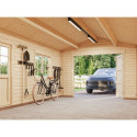 Garage en bois brut 19,8m² Roger - madriers 44mm - porte en bois - Palmako