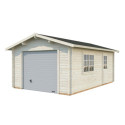 Garage en bois brut 19,8m² Roger - madriers 44mm - porte sectionnelle - Palmako