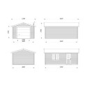 Garage en bois brut 19,8m² Roger - madriers 44mm - porte sectionnelle - Palmako