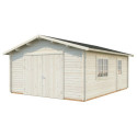 Garage en bois brut 24,8m² Roger - madriers 44mm - porte en bois - Palmako
