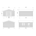 Garage en bois brut 24,8m² Roger - madriers 44mm - porte en bois - Palmako