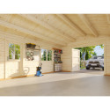 Garage en bois brut 24,8m² Roger - madriers 44mm - porte en bois - Palmako