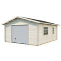 Garage en bois brut 24,8m² Roger - madriers 44mm - porte sectionnelle - Palmako