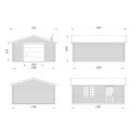 Garage en bois brut 24,8m² Roger - madriers 44mm - porte sectionnelle - Palmako