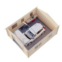 Garage en bois brut 24,8m² Roger - madriers 44mm - porte sectionnelle - Palmako