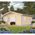 Garage en bois brut 29,16m² Roger - madriers 70mm - porte sectionnelle - Palmako