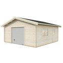 Garage en bois brut 29,16m² Roger - madriers 70mm - porte sectionnelle - Palmako