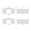 Garage en bois brut 29,16m² Roger - madriers 70mm - porte sectionnelle - Palmako