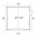 Garage en bois brut 29,16m² Roger - madriers 70mm - porte sectionnelle - Palmako